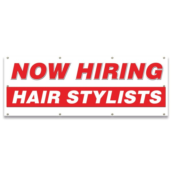 Now Hiring Hair Stylists Banner Apply Inside Accepting Application Single Sided